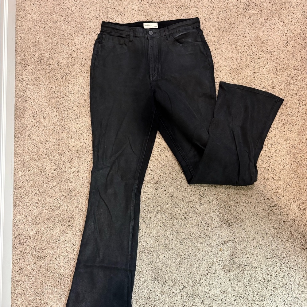 Sterling & Stitch Leather Coated Black Jeans